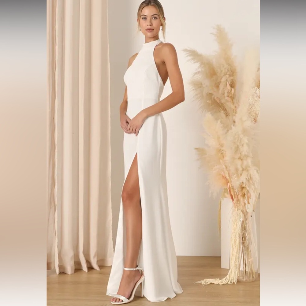 Lulus White Halter Maxi Dress